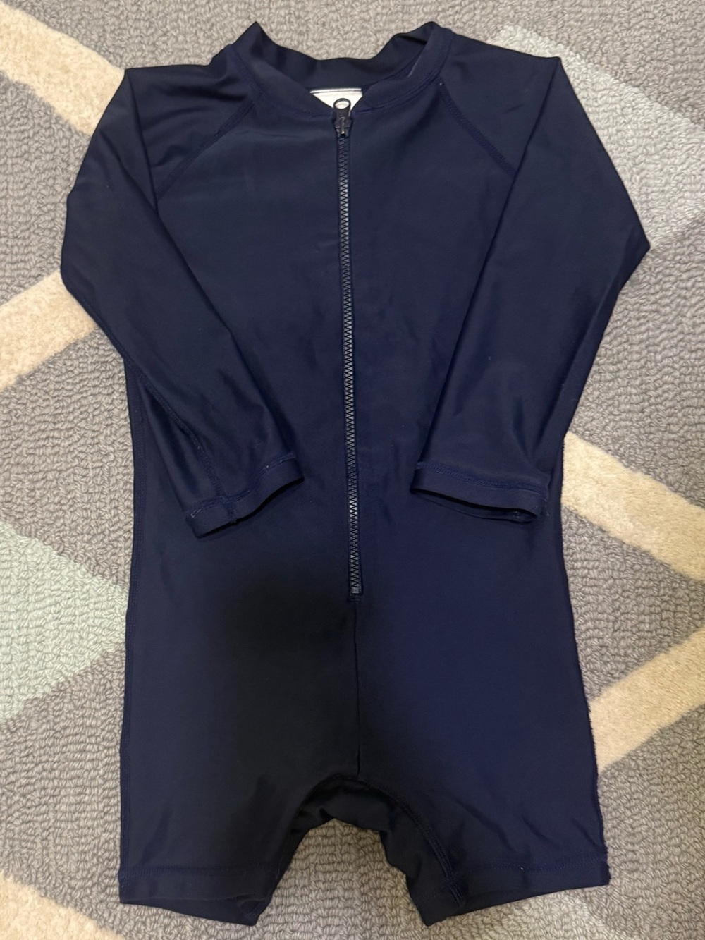 Hanna Andersson Navy One-Piece Zip Boys Swimsuit Sz 85cm / 2t
